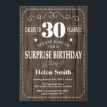 Rustic Surprise 30th Birthday Invitation<br><div class="desc">Rustic Surprise 30th Birthday Invitation. Typographie blanche. Arrière - plan rustique en bois. Anniversaire adulte. Hommes ou Femmes Anniversaire. Enfants Garçon ou fille Ado Anniversaire adolescent Invitation . 13ème 15ème 16ème 18ème 20ème 21ème 30ème 40ème 50ème 60ème 70ème 80ème 90ème 100ème. N'Importe Quel Âge. Pour plus de personnalisation, cliquez sur...</div>