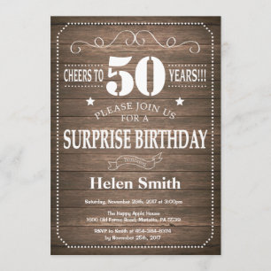 Rustic Surprise 50e anniversaire Invitation