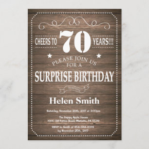 Rustic Surprise 70e anniversaire Invitation