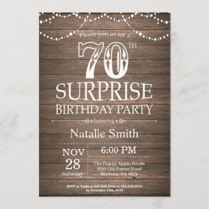 Rustic Surprise 70th Birthday Invitation