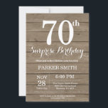 Rustic Surprise 70th Birthday Invitation<br><div class="desc">Rustic Surprise 70th Birthday Invitation. Arrière - plan rustique en bois. Anniversaire vintage du Retro. Anniversaire adulte. Hommes ou Femmes Anniversaire Invitation. 13ème 15ème 16ème 18ème 20ème 21ème 30ème 40ème 50ème 60ème 70ème 80ème 90ème 100ème, Tout âge. Pour plus de personnalisation, cliquez sur le bouton "Customiser" et utilisez notre outil...</div>