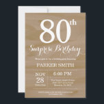 Rustic Surprise 80th Birthday Invitation<br><div class="desc">Rustic Surprise Invitation d'anniversaire 80e. Arrière - plan rustique en bois. Anniversaire vintage du Retro. Anniversaire adulte. Hommes ou Femmes Anniversaire Invitation. 13ème 15ème 16ème 18ème 20ème 21ème 30ème 40ème 50ème 60ème 70ème 80ème 90ème 100ème, Tout âge. Pour plus de personnalisation, cliquez sur le bouton "Customiser" et utilisez notre outil...</div>