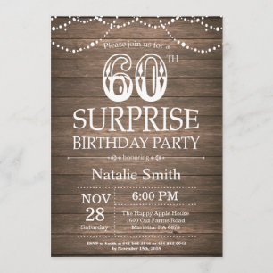 Rustic Surprise Invitation à l'anniversaire du 60e