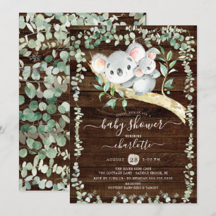 Rustic Sweet Koala Baby shower Ours Invitation