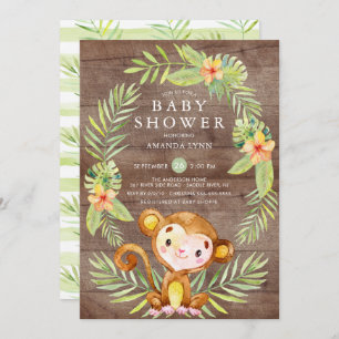 Rustic Sweet Monkey Boy Baby shower Invitation