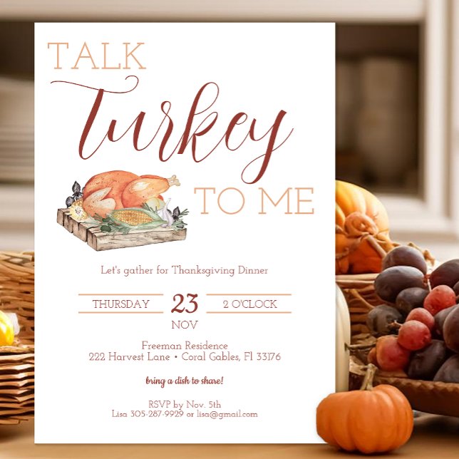 Rustic Talk Turquie Thanksgiving Dîner Invitation (Silly Thanksgiving Dinner Invitation)