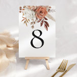 Rustic Terracotta Automne Florals Numéro de tablea<br><div class="desc">Rustic Terracotta Autumn Florals Numéro de tableau. De belles fleurs et des herbes automnales dans les tons automnaux de crème et de marron en terre cuite sont au sommet. Personnalisez facilement le numéro de table. Le même design est de l'autre côté.</div>