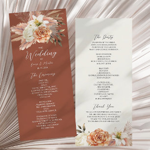 Rustic Terracotta Boho Programme de mariage floral