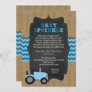 Rustic Tractor Bébé Bébé Invitations à saupoudrer 