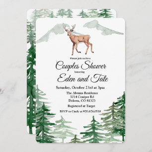 Rustic Tree Deer Couples Douche Invitation