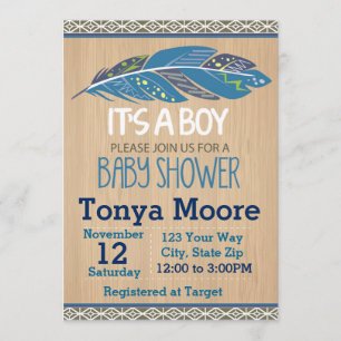 Rustic Tribal Baby shower Invitation (garçon)