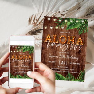 Rustic Tropical Aloha 30e anniversaire Invitation
