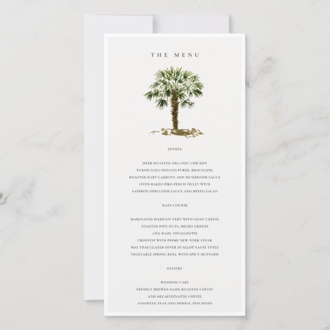 Rustic Tropical Beach Palm Trees Mariage Carte Men (Devant)