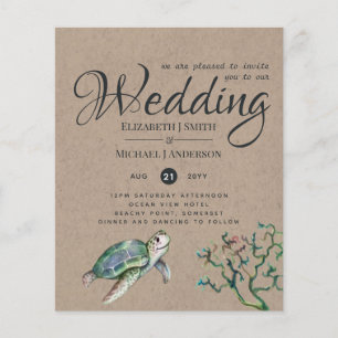 Rustic Turtle Océan Mariage Invite Budget