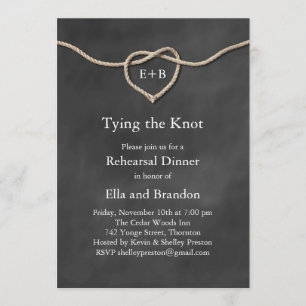 Rustic Tying Knot Rehearsal Diner Invitation