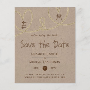 Rustic Tying the Knot Wedding Enregistrer la date
