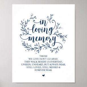 Rustic Vines, Navy Blue, In Loving Memory Poster