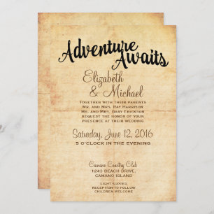 Rustic Vintage Adventure Travel Faire-part de mari