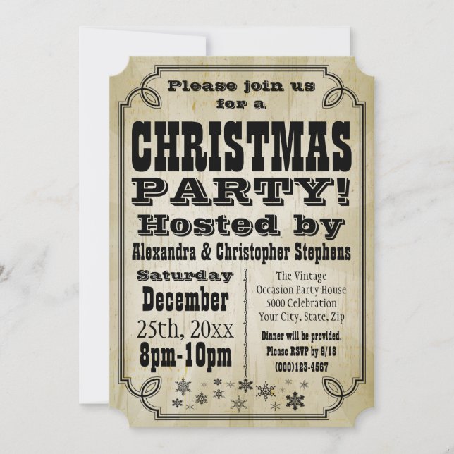 Rustic Vintage Pays Noël Invitation (Devant)