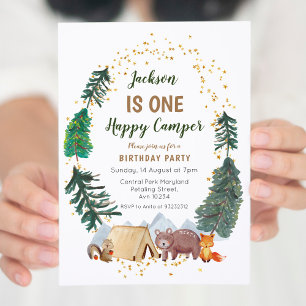 Rustic Watercolor camper première invitation anniv