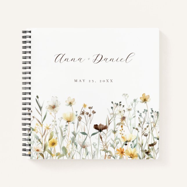 Rustic Watercolor Fleur sauvage Mariage livre d'hô (Devant)