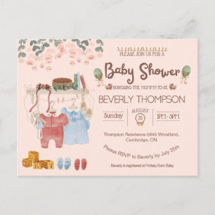 Rustic Watercolor garçon fille baby shower Carte p