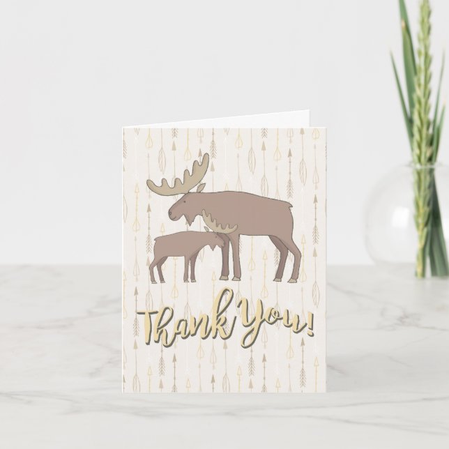 Rustic Watercolor Moose boho Merci carte de note (Devant)