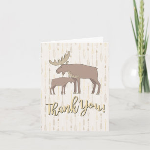 Rustic Watercolor Moose boho Merci carte de note