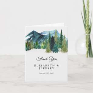 Rustic Watercolor Mountains Pine Carte de remercie