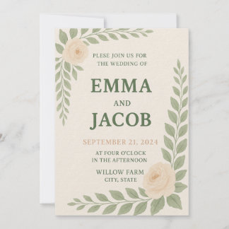 Rustic Wedding Invitation - Sage and Blush