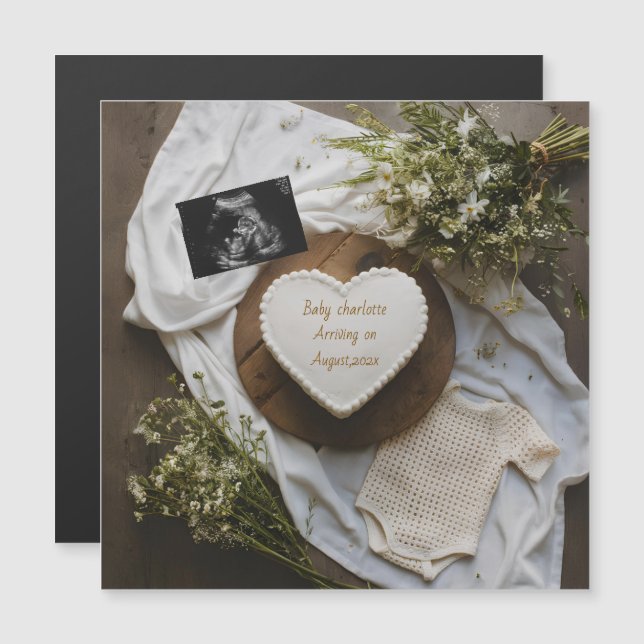 Rustic wildflower pregnancy announcement keepsake  (Devant / Derrière)