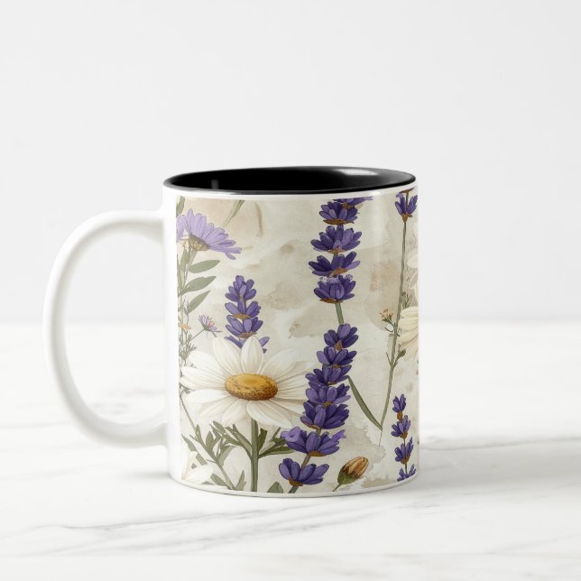 Rustic Wildflowers Pillow & Mug - Lavender Sage Fl (Gauche)