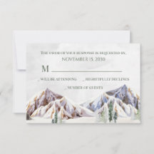 Rustic Winter Mountain Forest Wedding RSVP