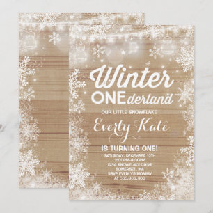 Rustic Winter ONE derland Anniversaire Invitation 