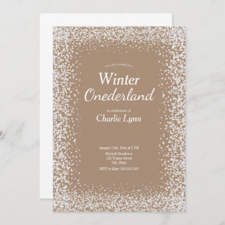 Rustic Winter Onederland First Birthday Invitation