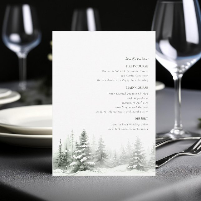 Rustic Winter Wedding Menu Forest Green ID1049 (Créateur téléchargé)