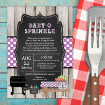 Rustic Wood Baby Q Saupoudrer Douche Invitation