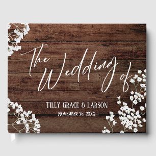 Rustic Wood Baby's Breath Handwriting Livre d'or