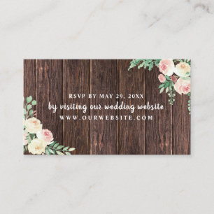 Rustic Wood Blush Floral mariage RSVP carte site W