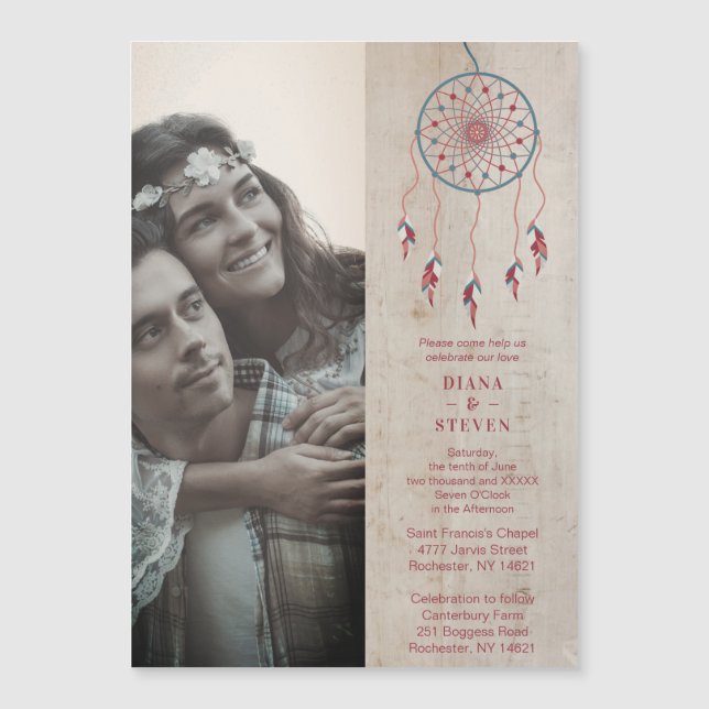 Rustic Wood Boho Dreamcatcher Photo Couple Wedding (Devant)