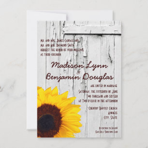 Rustic Wood Country Sunflower Invitations de maria