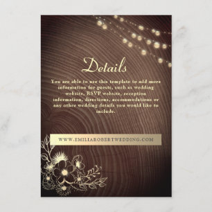 Rustic Wood Détails Mariage Site Carte de boîtier