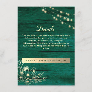 Rustic Wood Détails Mariage Site Carte de boîtier