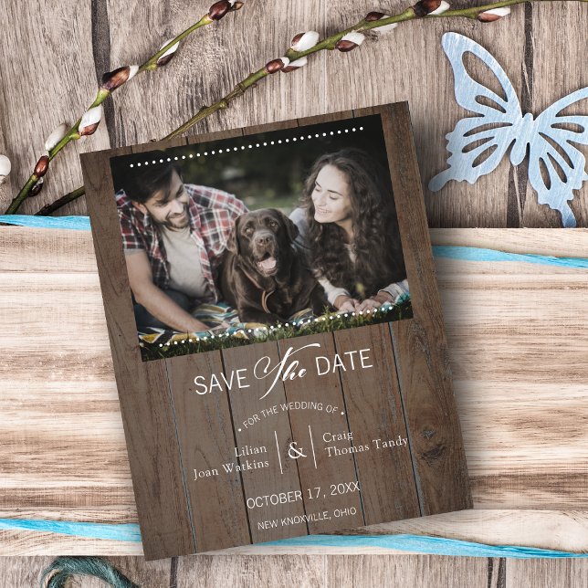 Rustic Wood Dog Photo Typographie Whimsical (Créateur téléchargé)