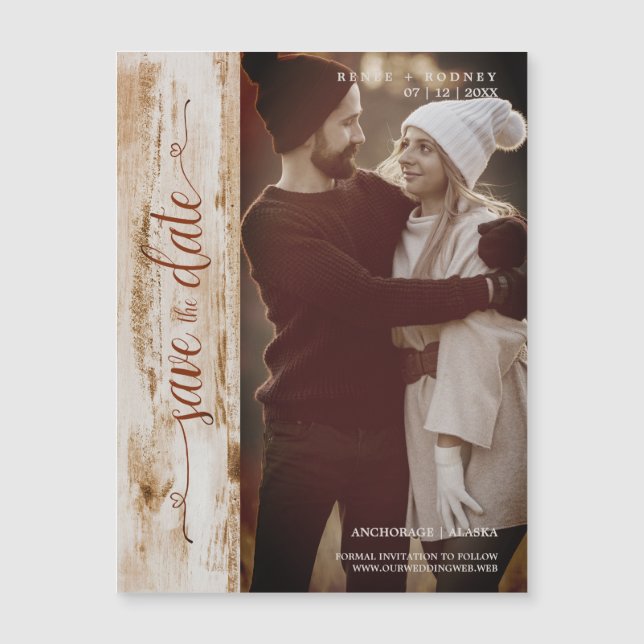 Rustic Wood Effet Mariage Photo Typographie modern (Devant)