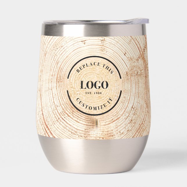 Rustic Wood Grain Custom Logo & QR Code Branding  (Gauche)