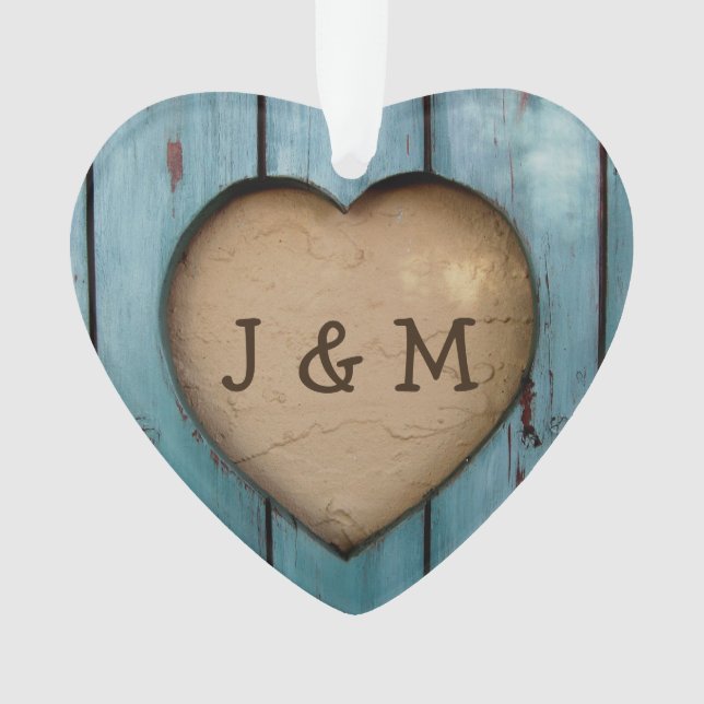 Rustic Wood Heart Année personnalisée Faveur initi (devant)