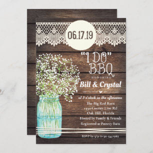 Rustic Wood I Do BBQ Couples Douche Invitation