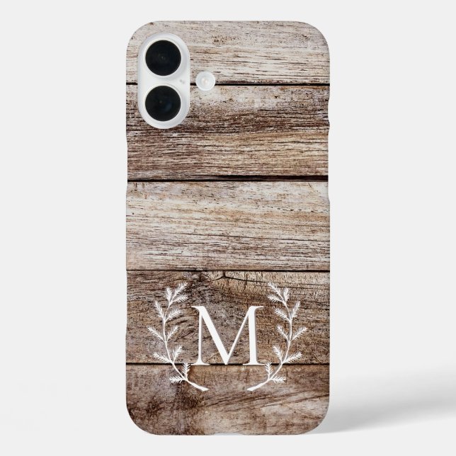 Rustic Wood Laurel Custom Monogramme coque iphone (Verso)