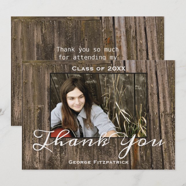 Rustic Wood Modèle photo Graduation secondaire (Devant / Derrière)